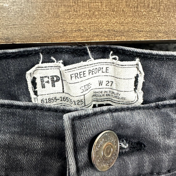 Free People Skinny Jeans Womens 27 Black Distressed Moto Boho Biker Grunge Goth - Picture 2 of 6